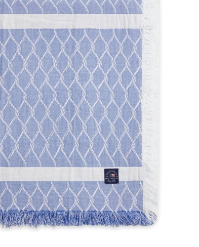 Narzuta / Pled Striped Rope Structured Cotton Bedspread, Blue/White Lexington 260x240