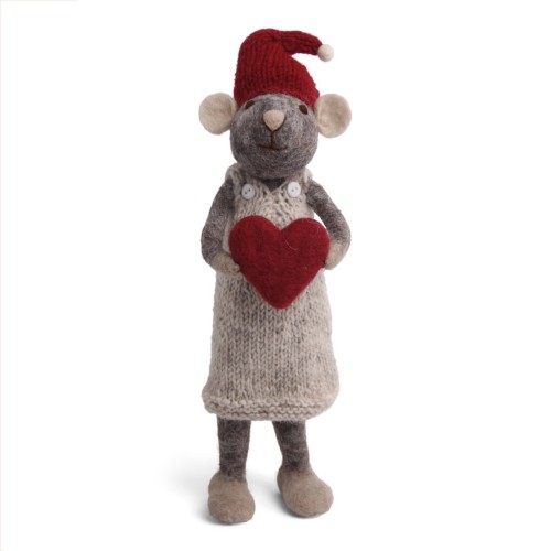 Big Grey Girly Mouse with Heart Gry & Sif 