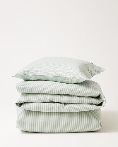Zestaw pościeli Striped Cotton Pin Point Green/White Lexington 200x200/50x70x2