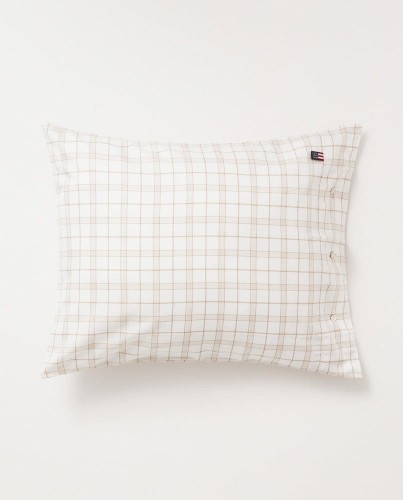 Poszewka na poduszkę Checked Lyocell Blend White/Beige  Lexington 50x60  