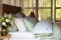 Zestaw pościeli Checked Lyocell Blend White/Green  Lexington 150x210/50x70