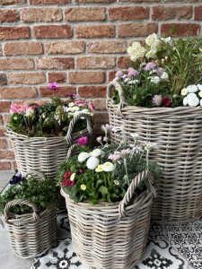 Zestaw 4  okrągłych koszy z ratanu