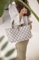 Torba na zakupy Mini Motif Bag Handed By olive with white pattern  S