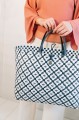 Torba na zakupy  Motif Bag Handed navy with white  pattern  L