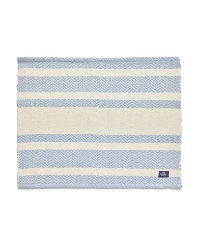 Podkładka Striped organic cotton herringbone placemat, white/blue  Lexington  40x50  