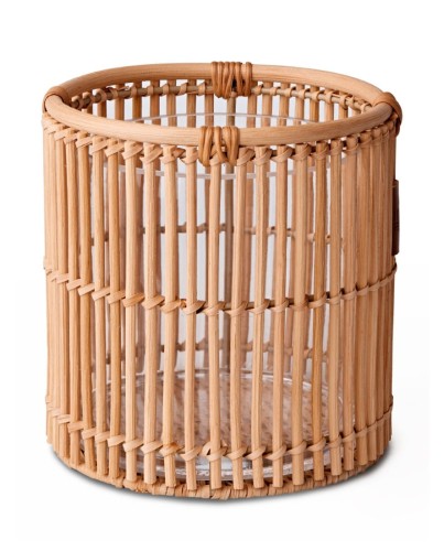 Latarenka Round Rattan Candle Holder with Glass Lexington M
