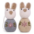 White Bunny w/Flowers  Embroidery  Blue Gry &amp; Sif - zestaw 2