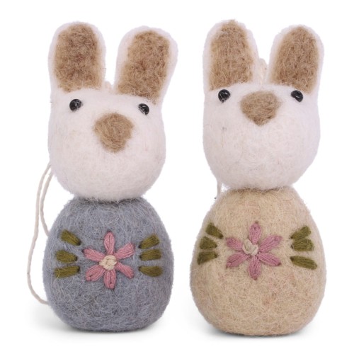White Bunny w/Flowers  Embroidery  Blue Gry & Sif - zestaw 2            