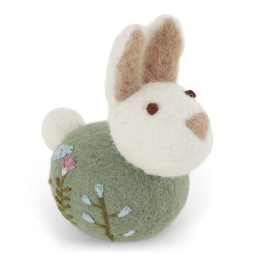 Sitting Bunny w/Flower Green  Gry & Sif   