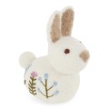 Sitting Bunny w/Flower White  Gry &amp; Sif
