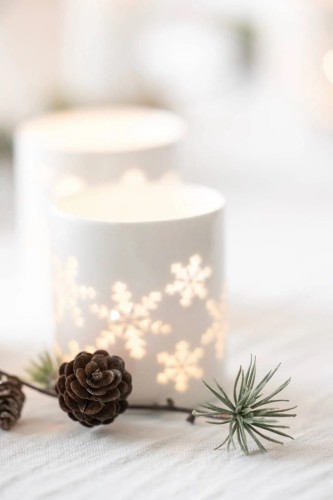 Świecznik Sögne  white  snow crystal small