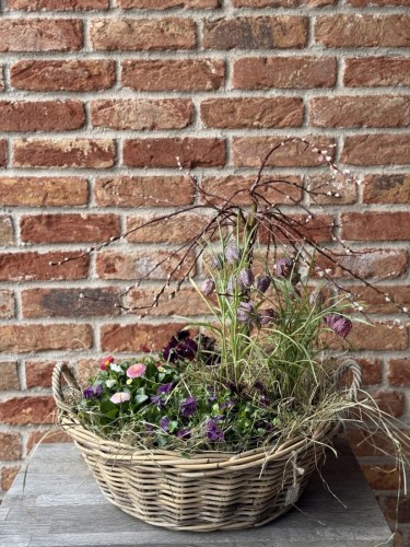 Okrągły kosz ratanowy z uchwytami 50x15