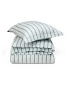 Zestaw pościeli Striped cotton poplin bed set, white/eucalyptus  Lexington 150x210/50x70