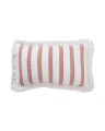 PoduszkaStriped organic cotton fringe pillow, white/coral  Lexington 30x50