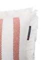 PoduszkaStriped organic cotton fringe pillow, white/coral  Lexington 30x50
