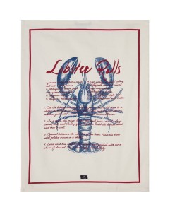 Ręcznik kuchenny Lobster rolls organic cotton twill kitchen towel, white/red Lexington     