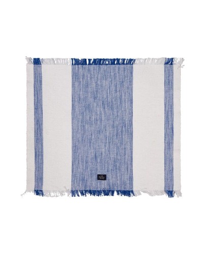 Podkładka Striped organic cotton placemat with fringes, blue/white Lexington  40x50  