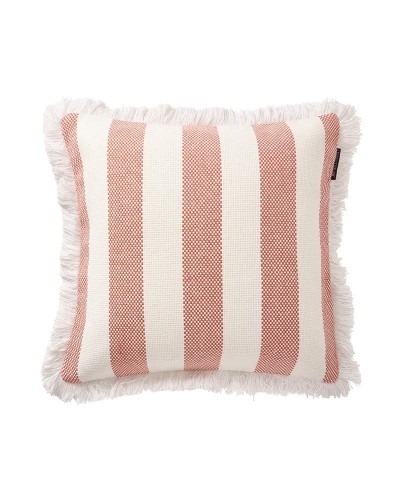 Poszewka Block striped organic cotton fringe , coral  Lexington  50x50    