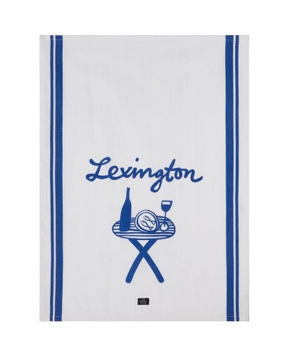 Ręcznik kuchenny Printed organic cotton twill kitchen towel, white/blue Lexington      