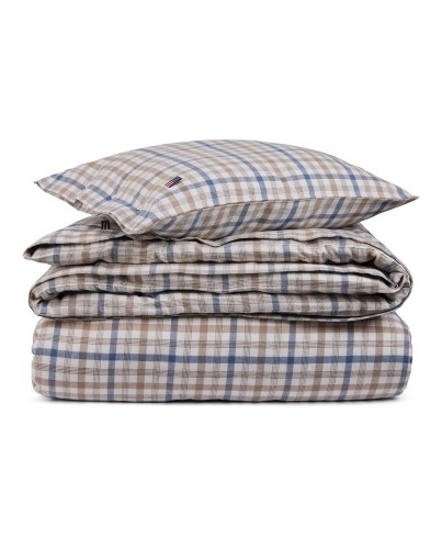 Zestaw pościeli Checked cotton flannel bed set misty blue/white  Lexington 200x200/2x 50x70    
