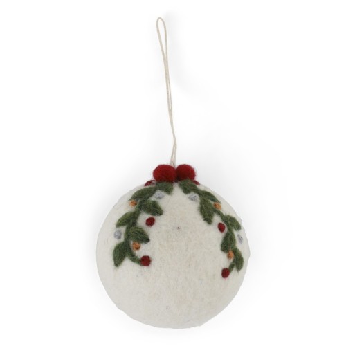 Christmas Bauble Gry & Sif  White with Garland          