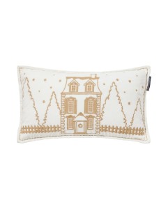 Poduszka Winter house beige organic cotton velvet pillow  Lexington 50 x30  White/Beige