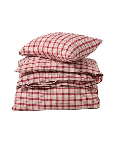 Zestaw pościeli Checked cotton flannel bed set, red/beige  Lexington 200x200/2x 50x70    