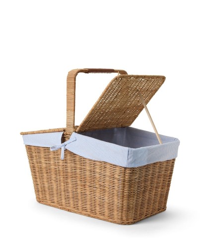 Kosz piknikowy  Picnic basket in rattan with liner, blue/white Liner Lexington 