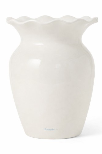 Wazon Stoneware wavy vase, white / blue Lexington 