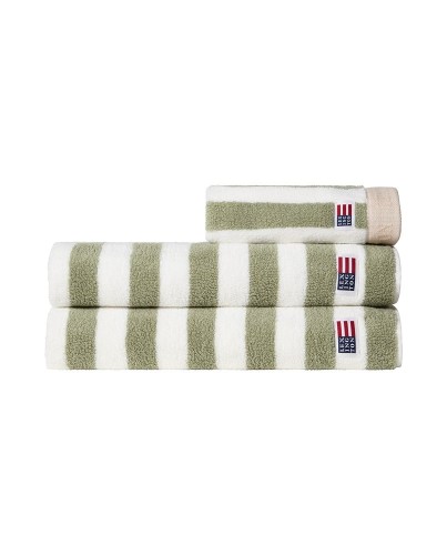 Ręcznik Block striped towel, vintage green/white/moonbeam 70x130 Lexington    