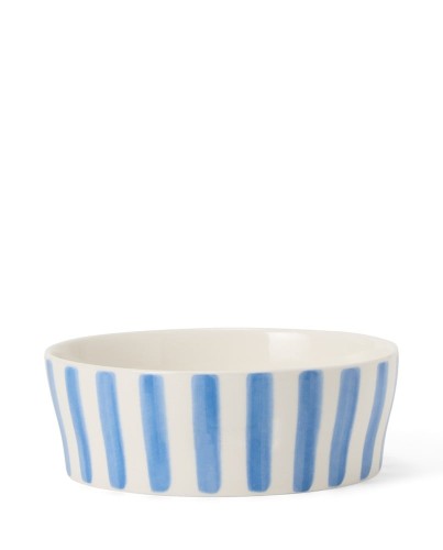 Miska dla psa Dog bowl in striped stoneware, blue/white Lexington 