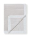 Narzuta Stripe checked organic cotton jacquard bedspread, beige/white  Lexington