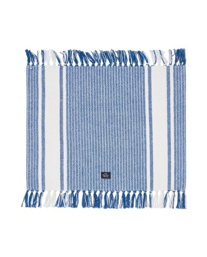 Podkładka Striped organic cotton placemat with fringes, white/blue Lexington  40x50  