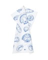 Ręcznik kuchenny Shell printed organic cotton kitchen towel, white/blue Lexington
