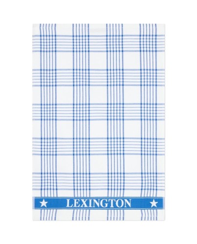 Ręcznik kuchennyChecked organic cotton terry kitchen towel, white/blue Lexington     