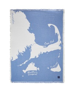Pled / koc Map organic cotton jacquard blanket, blue/white  Lexington  160x200