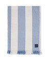 Pled / koc Striped/checked organic cotton throw, white/blue/beige   Lexington  130x170