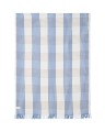 Pled / koc Striped/checked organic cotton throw, white/blue/beige   Lexington  130x170