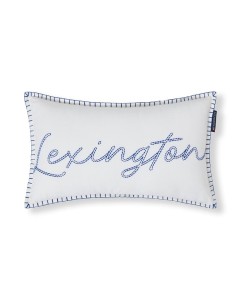 Poduszka Logo linen/cotton pillow, white/blue Lexington  30x50