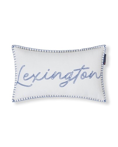 Poduszka Logo linen/cotton pillow, white/blue Lexington  30x50