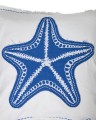 Poszewka  Summer embroidered patch linen/cotton pillow cover, white/blue Lexington