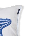 Poszewka  Summer embroidered patch linen/cotton pillow cover, white/blue Lexington