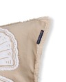 Poszewka Summer embroidered patch linen/cotton pillow cover, beige/white  Lexington