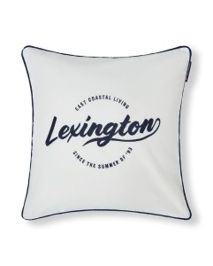 Poszewka White logo organic cotton twill pillow cover, white/blue  Lexington 