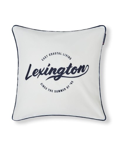 Poszewka White logo organic cotton twill pillow cover, white/blue  Lexington 