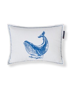 Poduszka Whale organic cotton  pillow, white/blue  Lexington  30x40