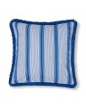 Poszewka Striped organic cotton fringe pillow cover, blue/white  Lexington