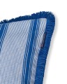 Poszewka Striped organic cotton fringe pillow cover, blue/white  Lexington