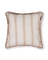 Poszewka Striped organic cotton fringe pillow cover, beige/white  Lexington