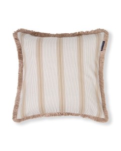 Poszewka Striped organic cotton fringe pillow cover, beige/white  Lexington 